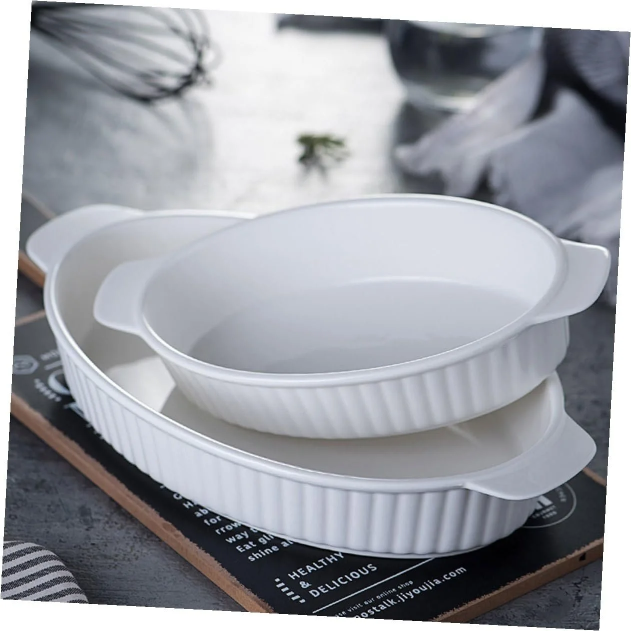Форма для запекания INOOMP Керамическая Овальная с двумя ручками, фото №9