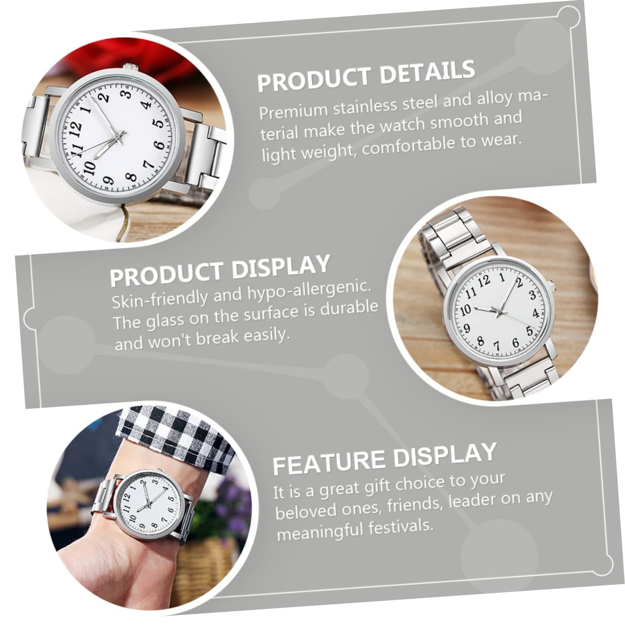 Часы Healvian Парные серебряные, современные кварцевые наручные часы для мужчин и женщин, легкие, не раздражающие кожу и не вызывающие аллергии, повседневные часы для особых случаев, фото №6