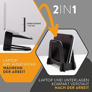 Подставка для ноутбука Wood Hydesk boho office Multistand - приподнятая для ноутбука/MacBook, подставка для стола или кровати, подставка для планшета, портативная, быстрая сборка, черная synthetic.ua - Фото 1