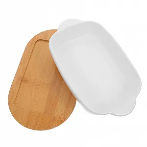 Форма для запекания INOOMP прямоугольная керамическая с ручками - Фото 1