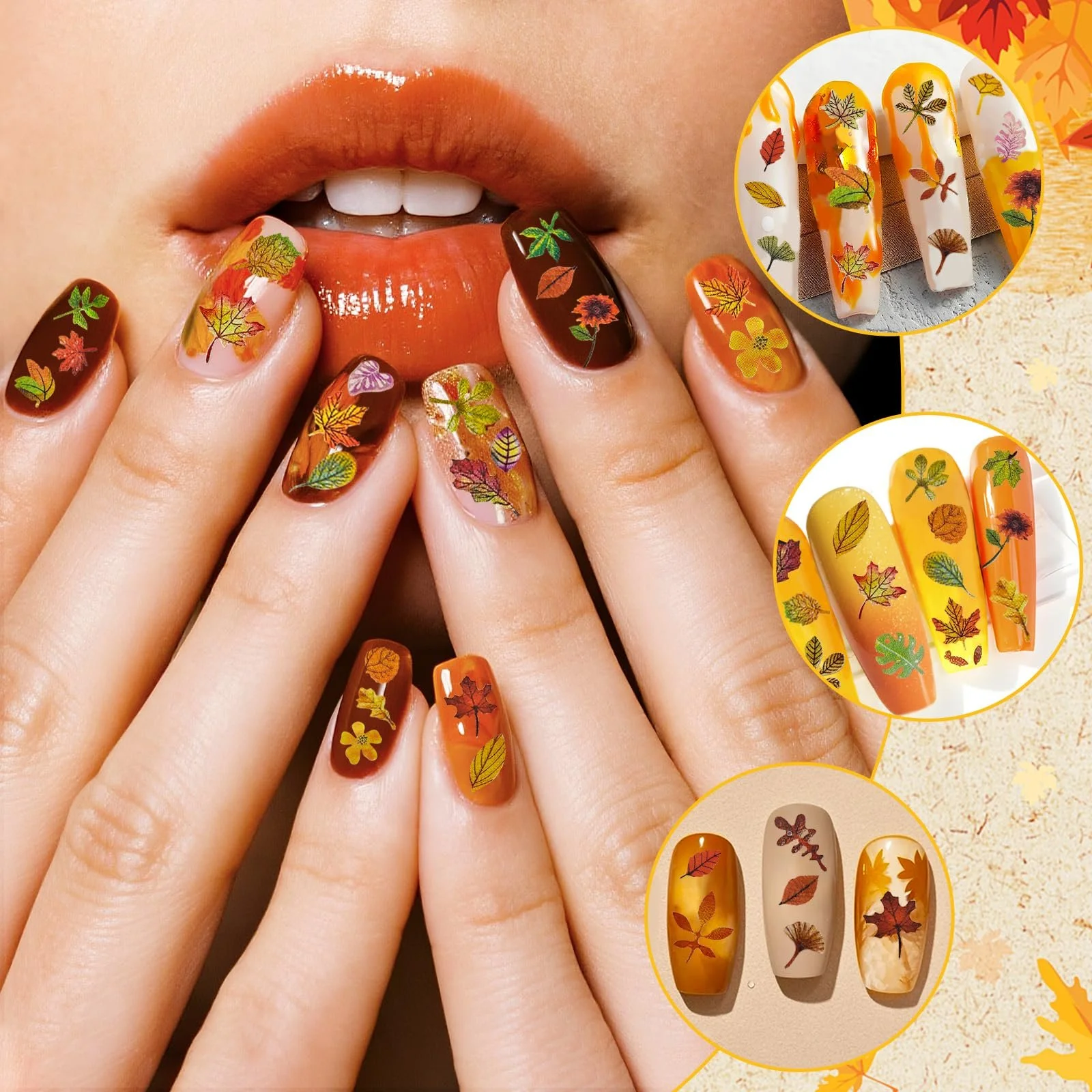 Декор для ногтей Autumn Falling Leaves 2 коробки 3D Glitter, фото №3