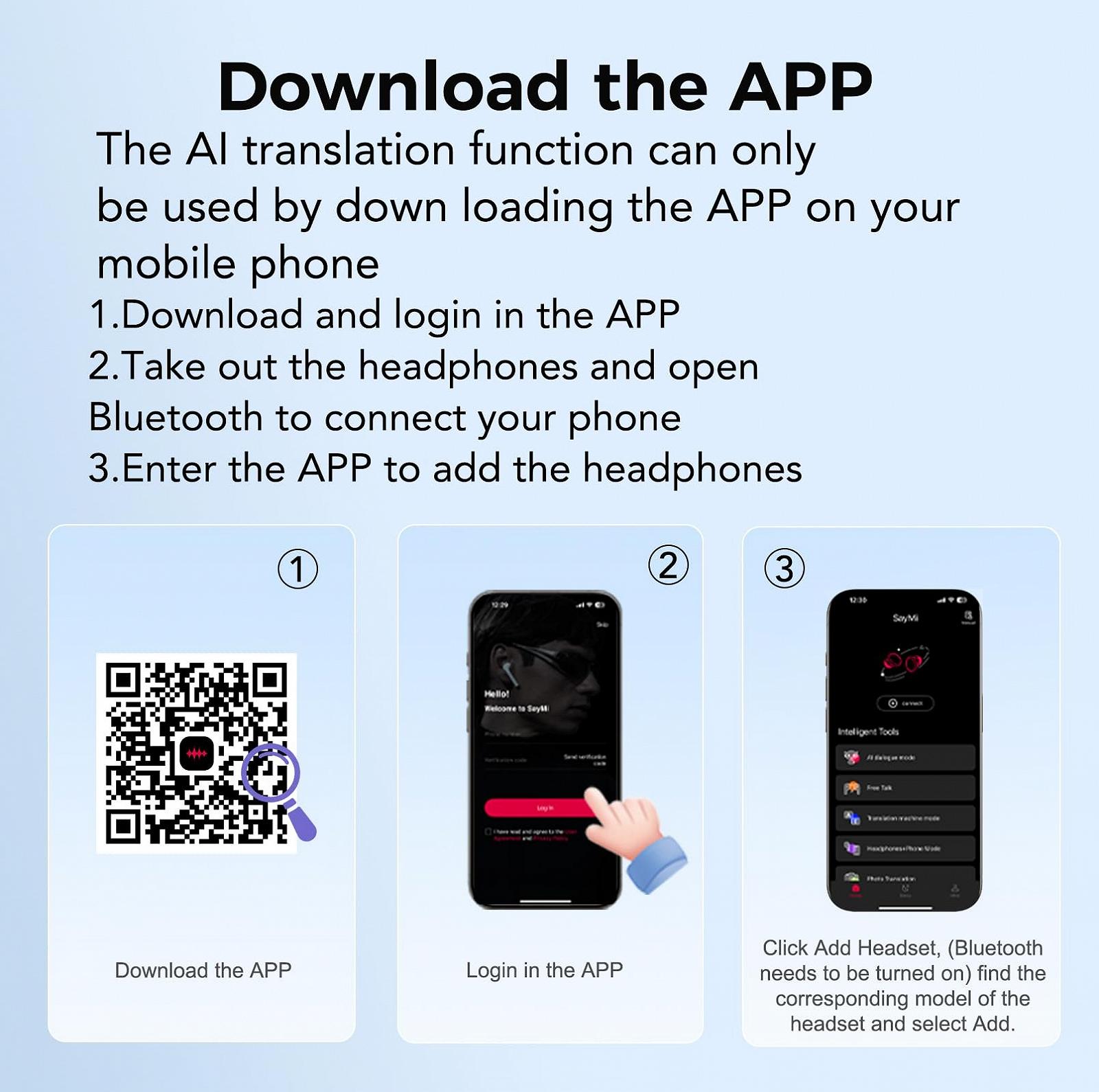 Навушники для перекладу AI Real Time 4-в-1, Bluetooth 5.4, бездротові, фото №9