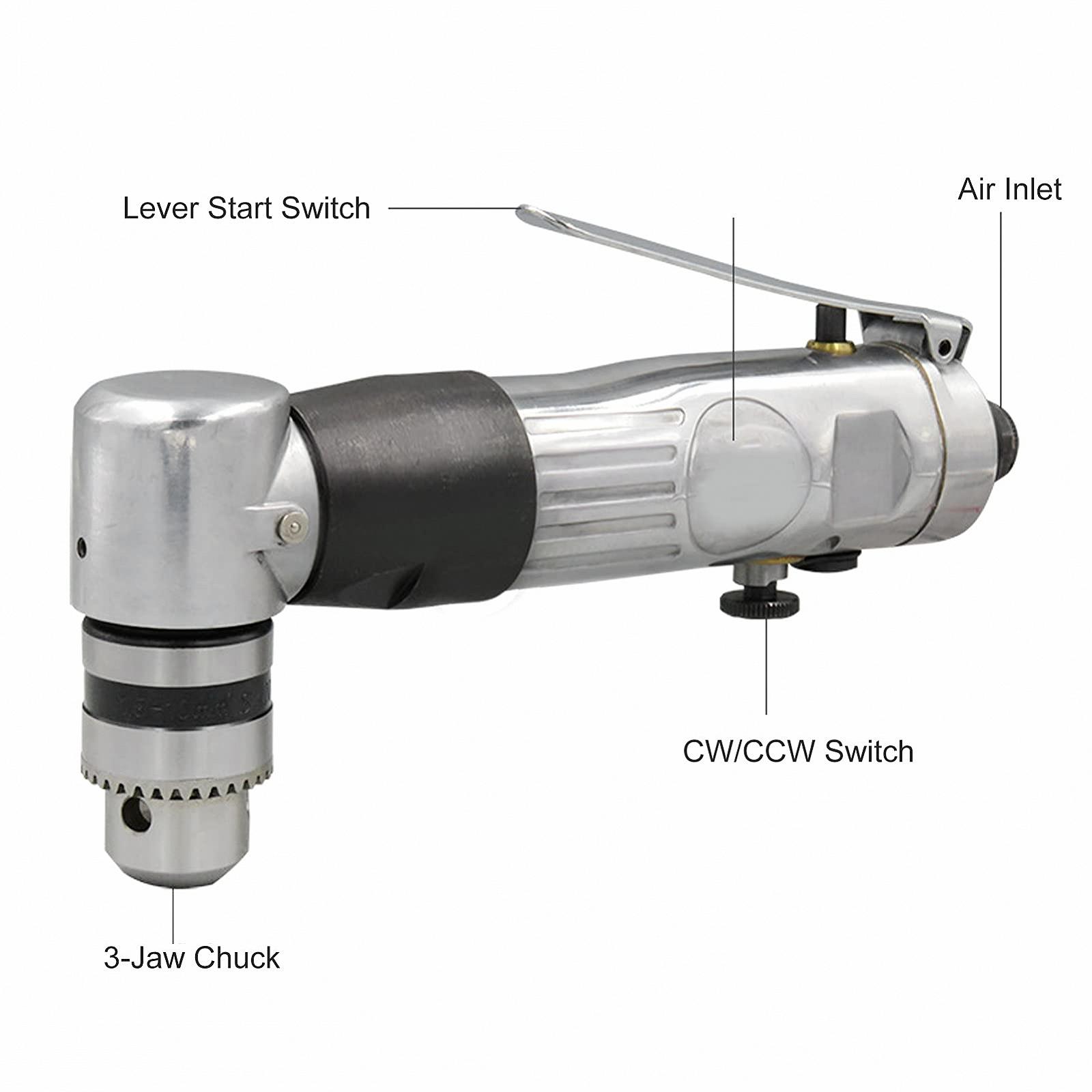 Шлифовальная машина 3/8 дюйма Mini Air Die Grinder Правый угол Пневматический Угловой Ручной Промышленный Дрель Аксессуары CW/CCW (EU Plug), фото №6