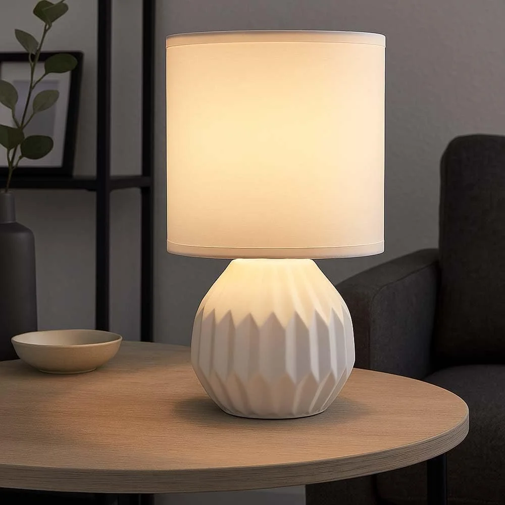 Настольная лампа GLOBO Lighting белая керамическая текстиль 23 см E14, фото №4