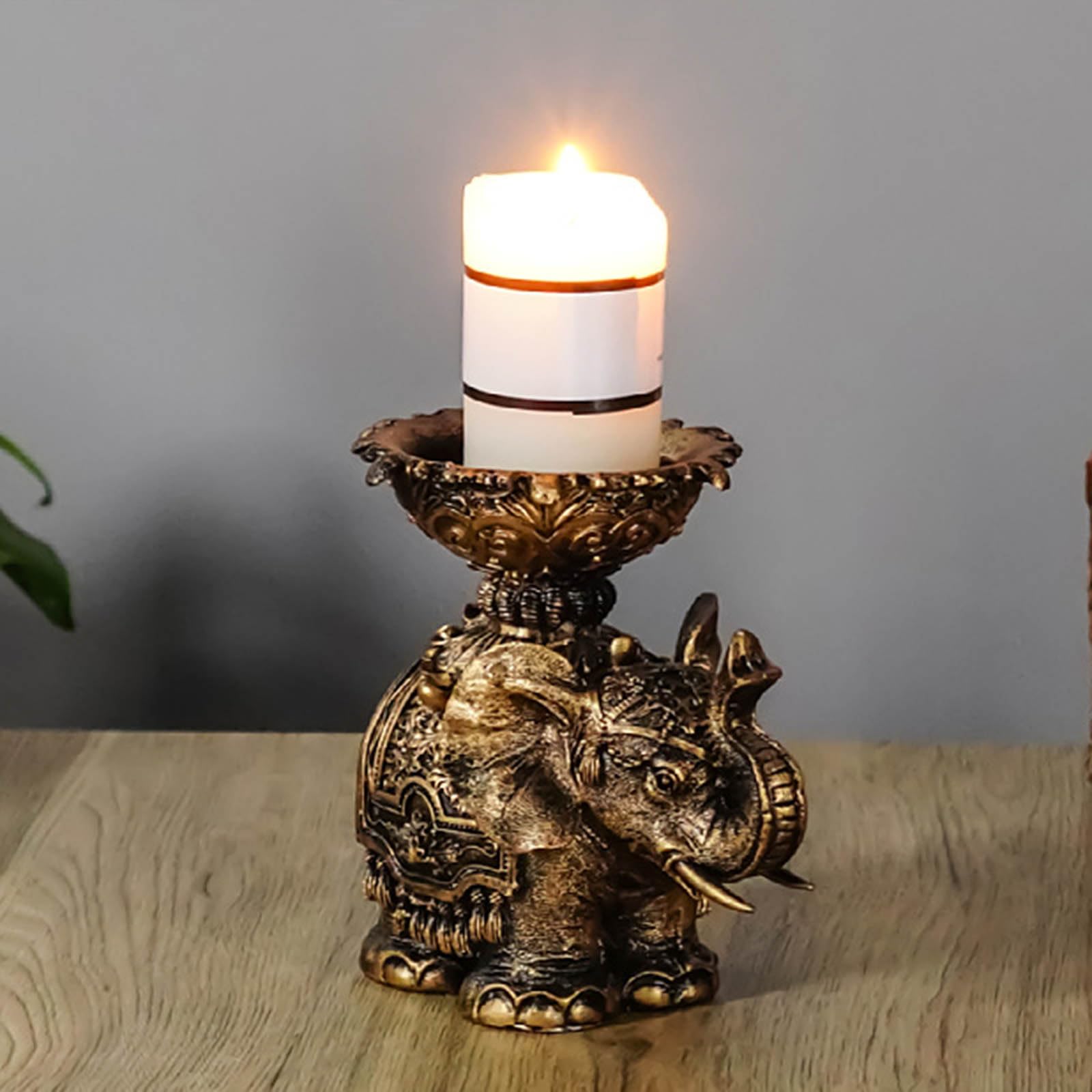 Набор Vintage Embossed Elephant Statue Подсвечники Antique Resin Слонята, фото №4
