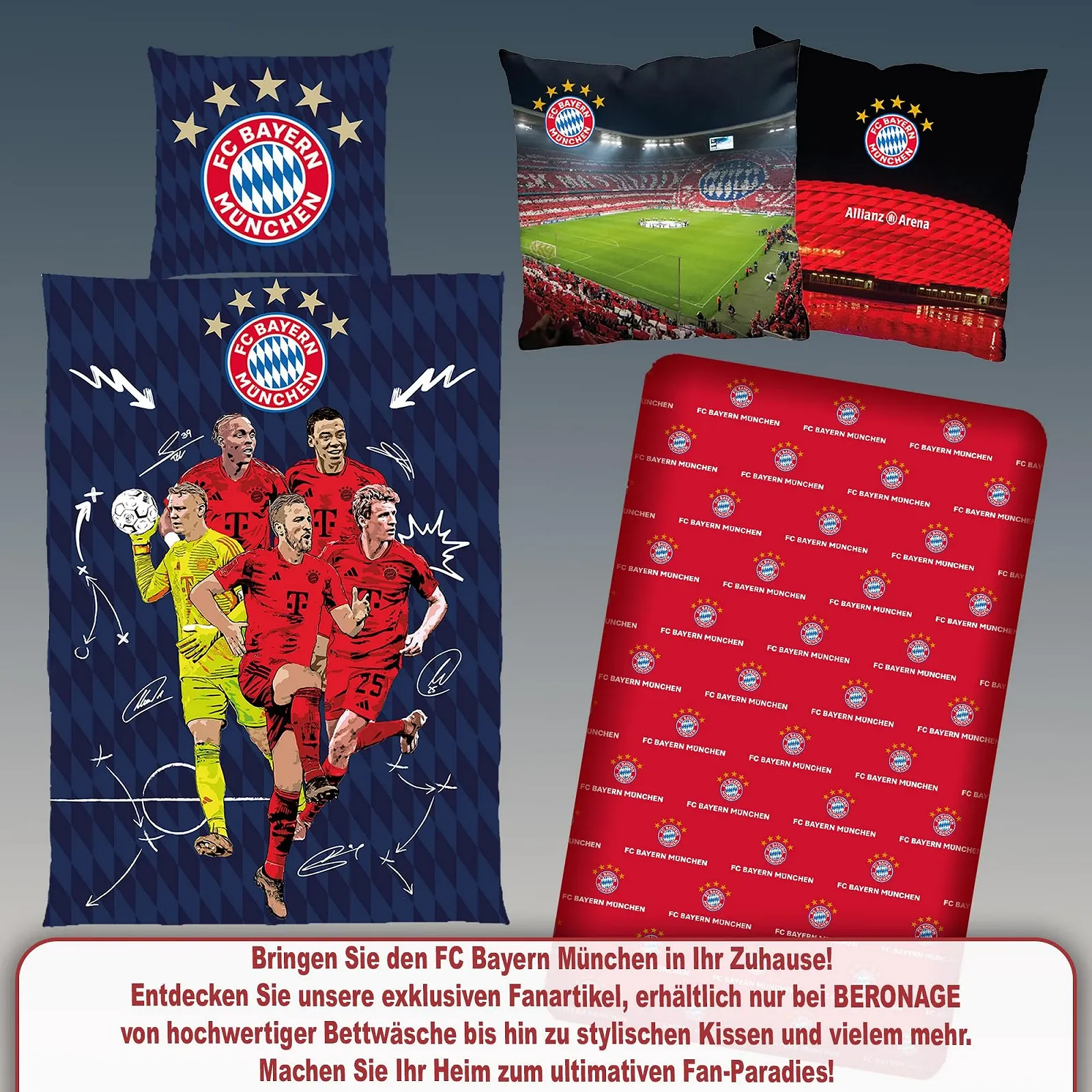 Постельное белье детское FC Bayern München Berni Mascot 135 x 200 см + 80 x 80 см 100% хлопок Renforcé Linon на молнии, фото №6