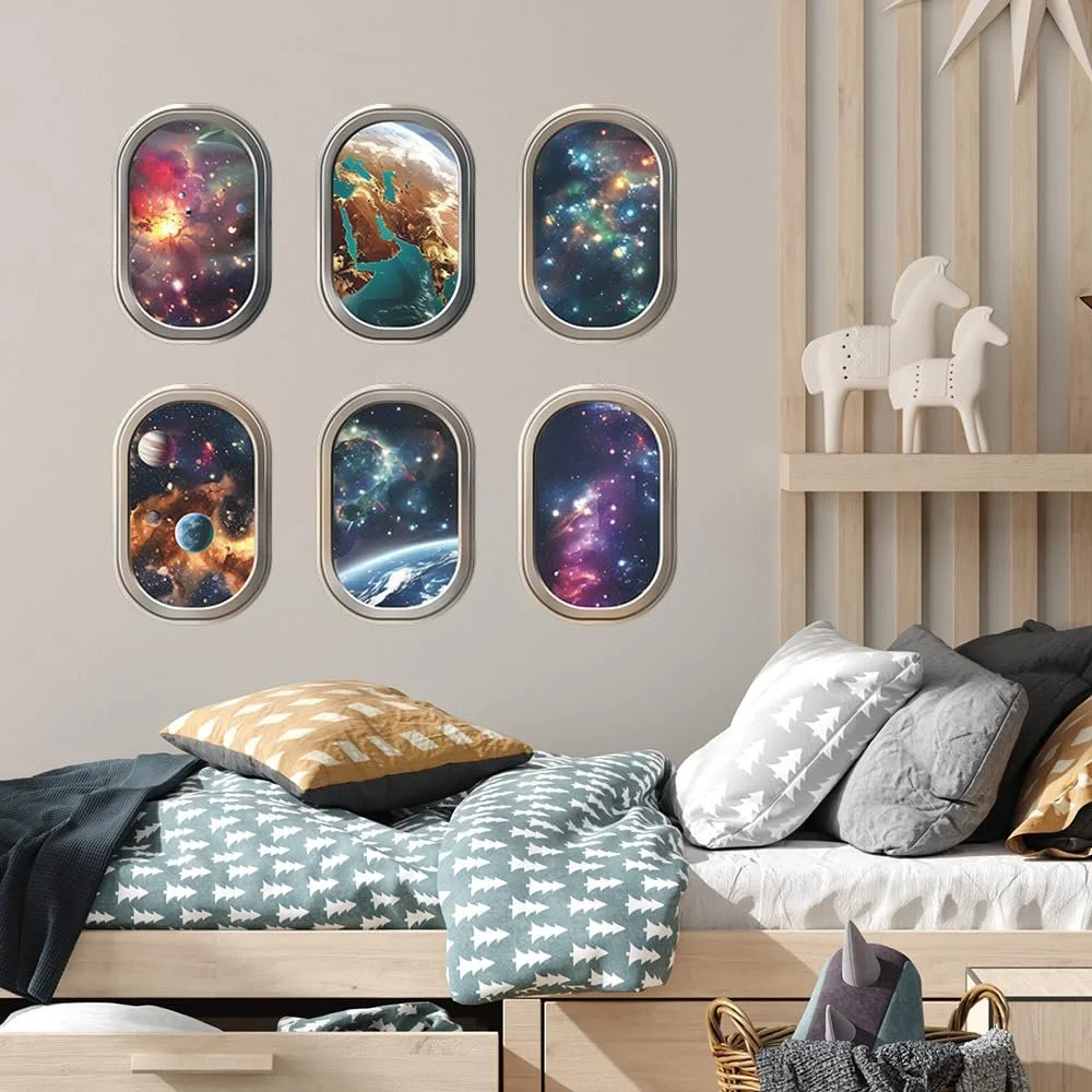 Наклейка на стену HGDESIGN 3D Window University Galaxy Planet (A) Декор для дома, фото №1