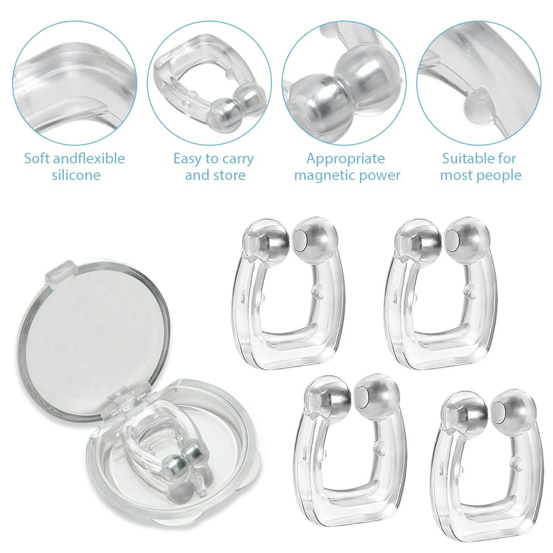 Кліпса проти хропіння Магнітний розширювач для носа 4 шт., фото №4