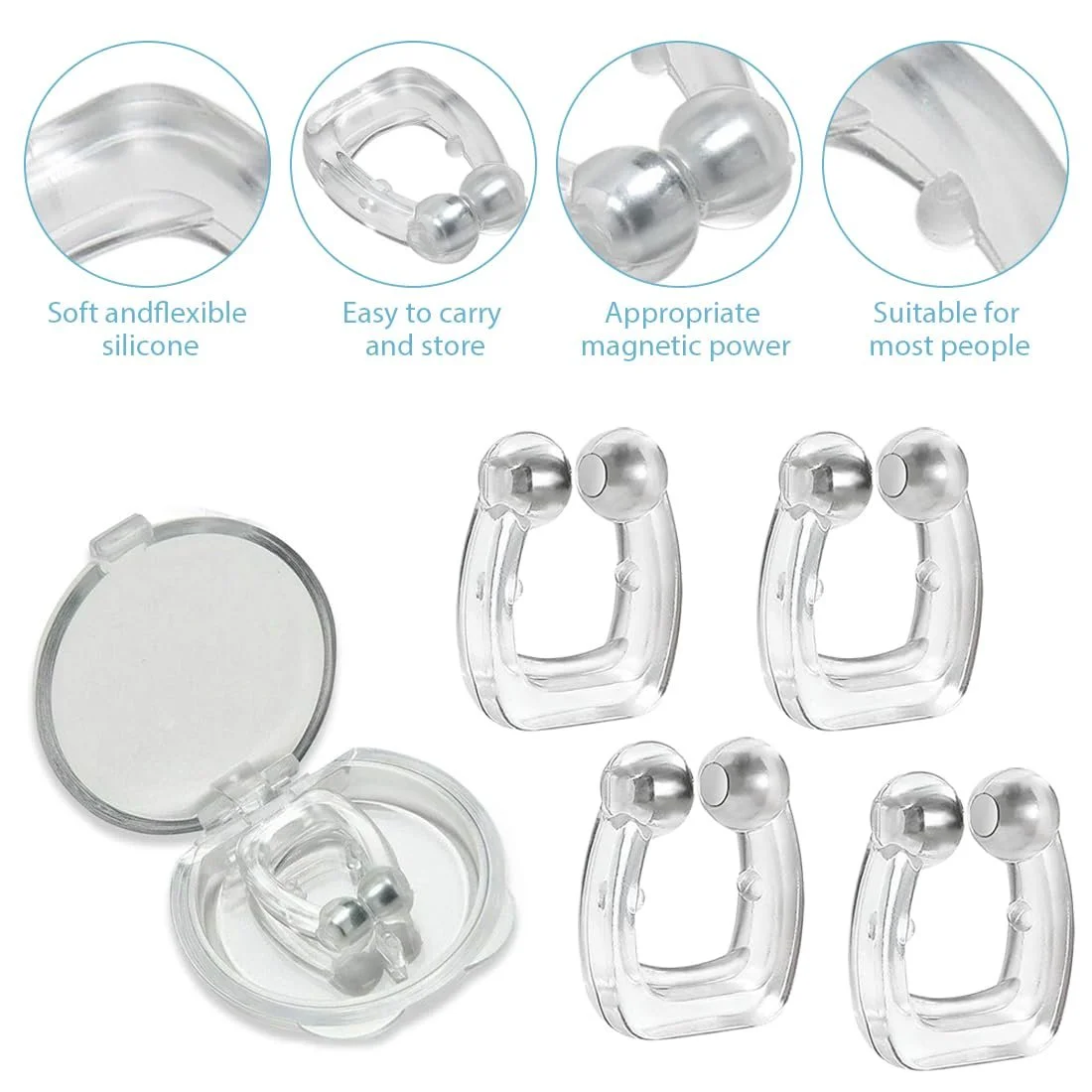 Клипсы против храпа магнитные 4 шт для улучшения сна. Удобное и профессиональное решение, фото №4