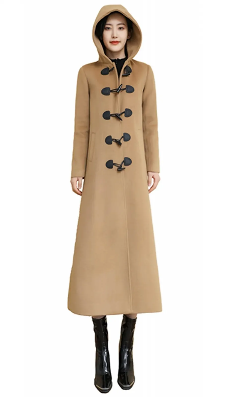 Пальто PLAERPENER Зимове вовняне довге двобортне елегантне з капюшоном, фото №3