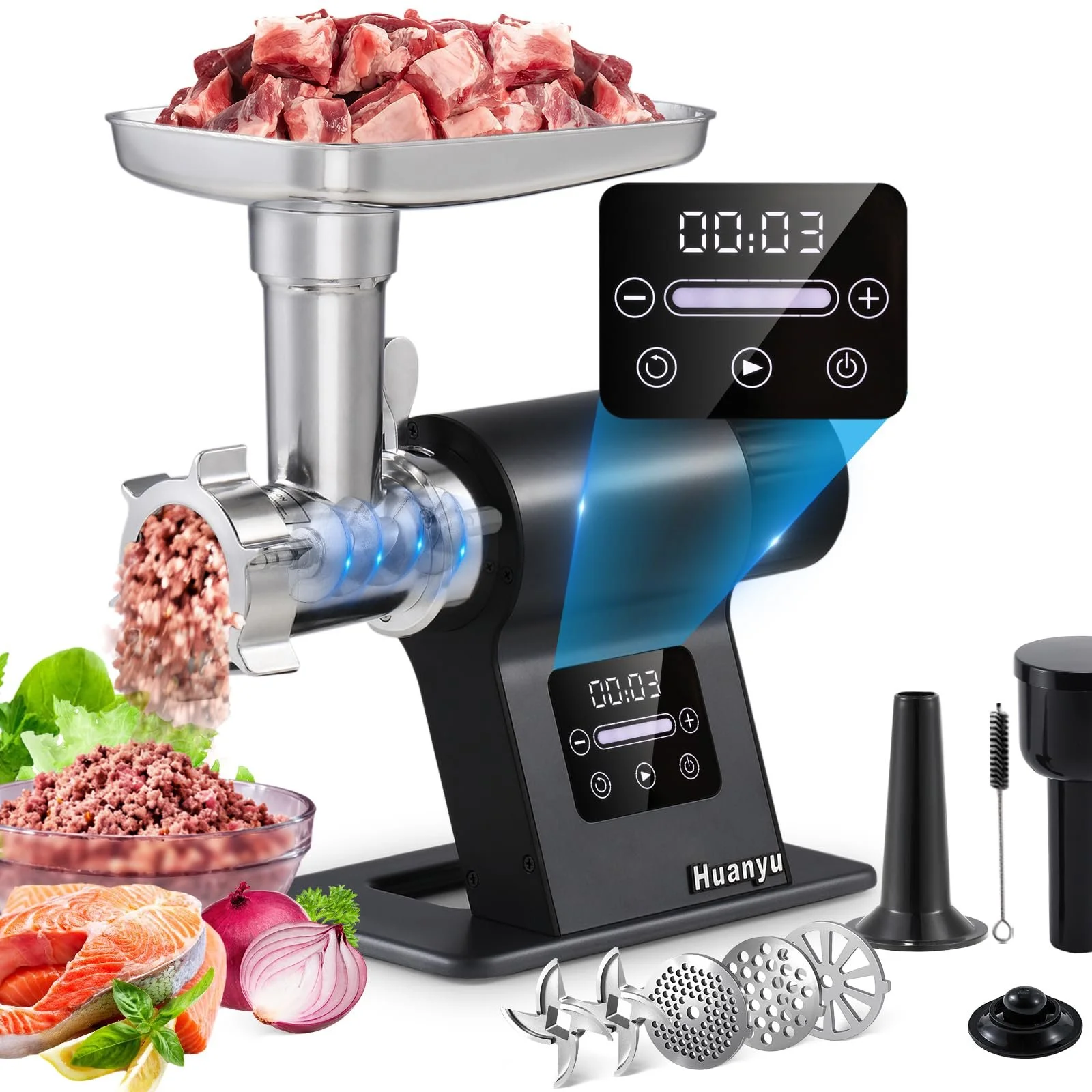 Электрическая мясорубка Huanyu 2000 Вт Touchscreen 2 Blades 3 Plates, фото №1