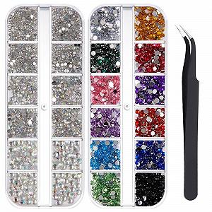 Стразы для ногтей (набор) PLABBDPL 2400 шт. Разноцветные разных размеров - Фото 1