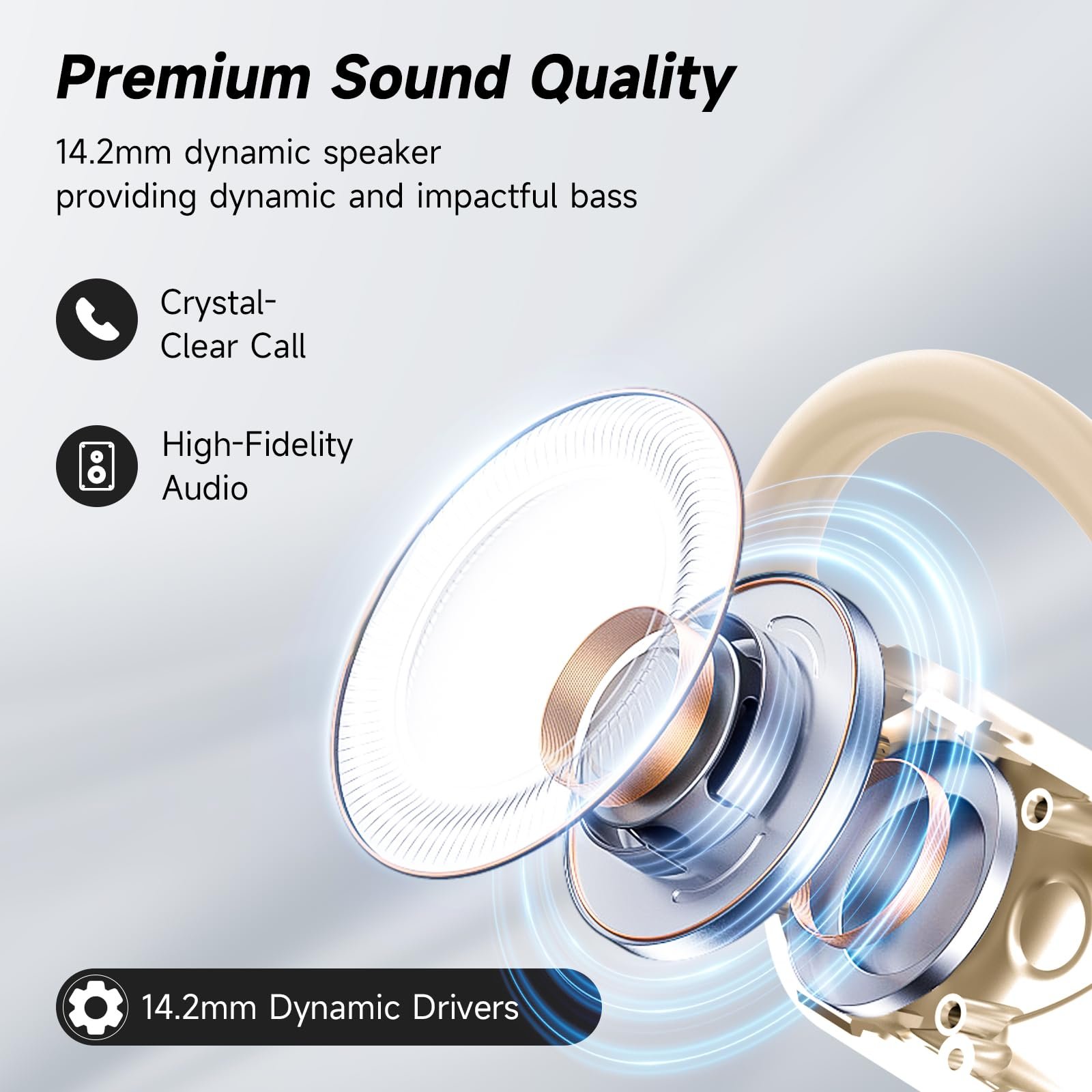 Переводчик с поддержкой ИИ Наушники с костной проводимостью Ultra Open Ear Водонепроницаемые Bluetooth-наушники для фитнеса и бега, глубокие басы, надежная посадка для маленьких ушей, фото №4