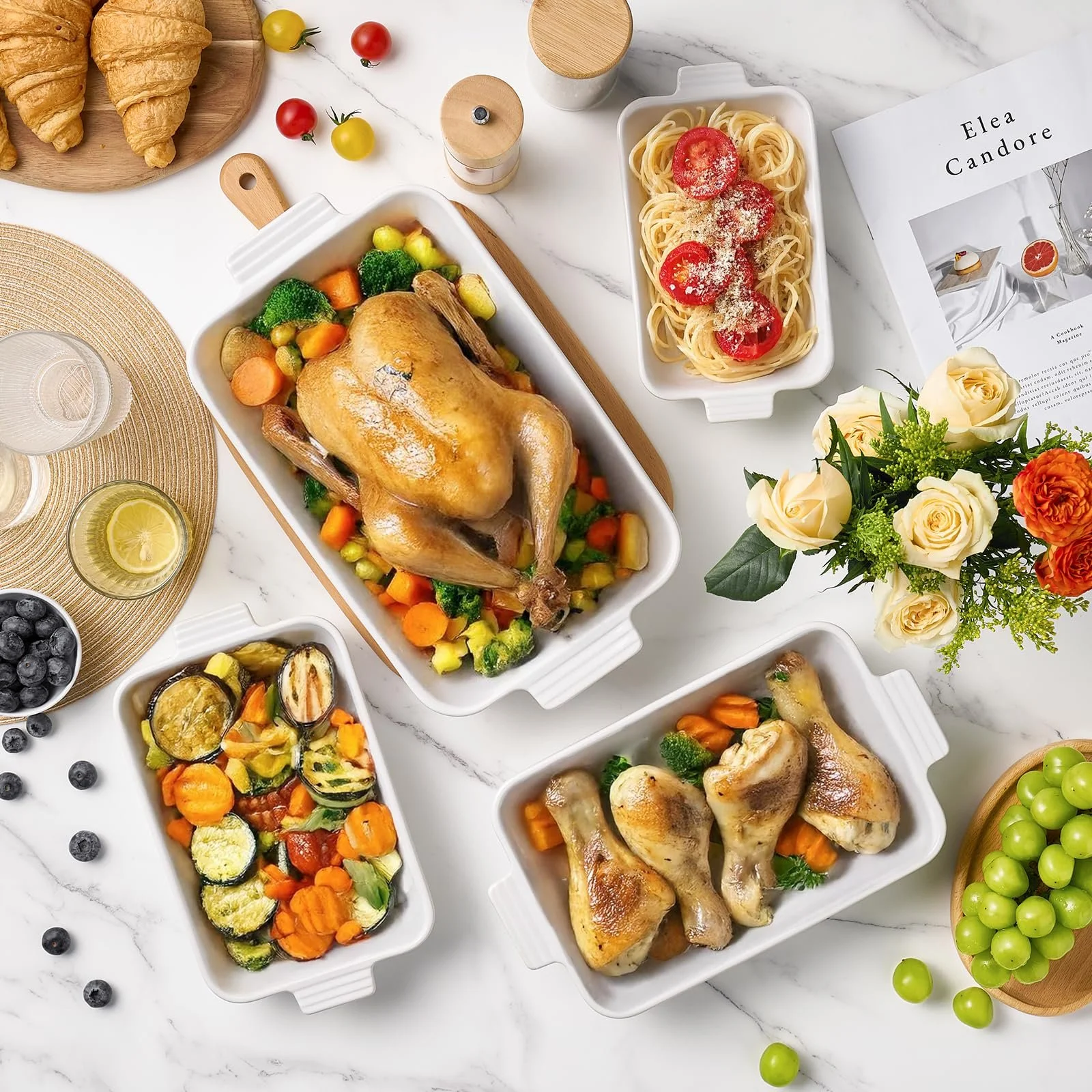 Набір форм для запікання Jassceram із 4 предметів керамічні прямокутні глибокі з ручками порцелянові, фото №7 Набір форм для запікання Jassceram із 4 предметів керамічні прямокутні глибокі з ручками порцелянові, фото №7