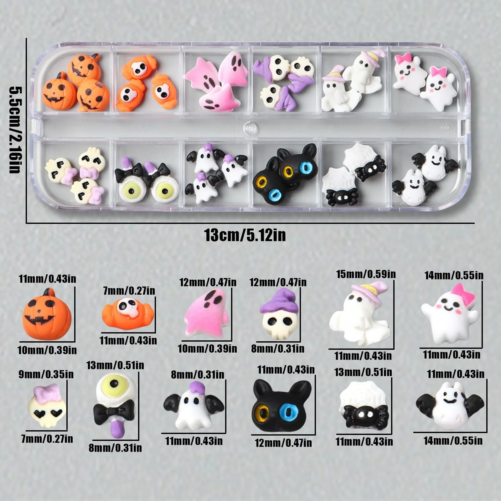 на Хелловін, 1 коробка, гарбуз, привид, аксесуари 3D каміння, фото №2