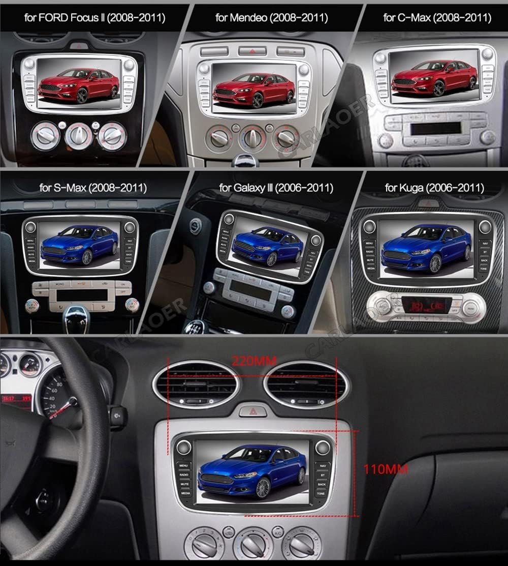 Штатна Автомагнітола Camecho для Ford Mondeo/S-Max/C-Max/Galaxy / 7" / Сенсорна / 2/64 GB / Android 13 / Apple CarPlay / Android Auto / Wi-Fi - GPS - Bluetooth / USB / 2DIN, фото №2