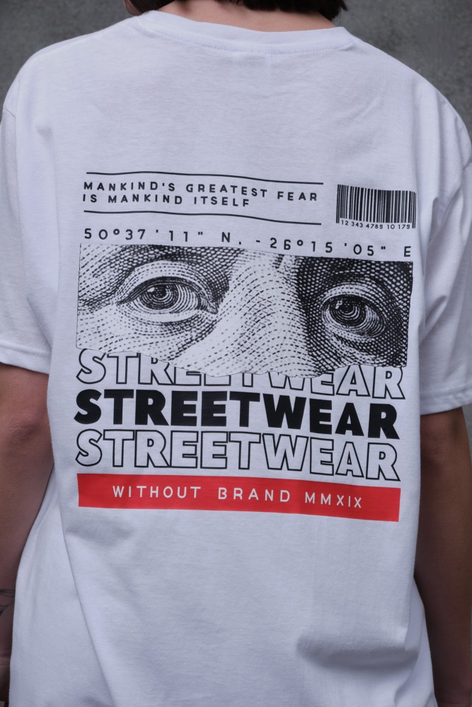 Оверсайз футболка з принтом Without streetwear white, фото №7