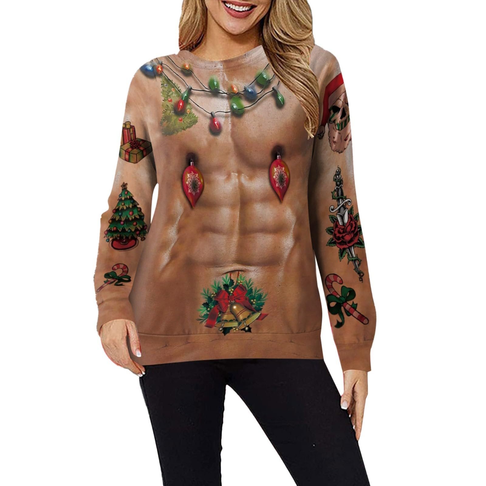 Женская Толстовка Generisch Блестящие Топы Свободный Пуловер Harajuku Спортивные Топы Мягкий Костюм на Хэллоуин Женская Толстовка с Длинным Рукавом и Карманом, фото №1