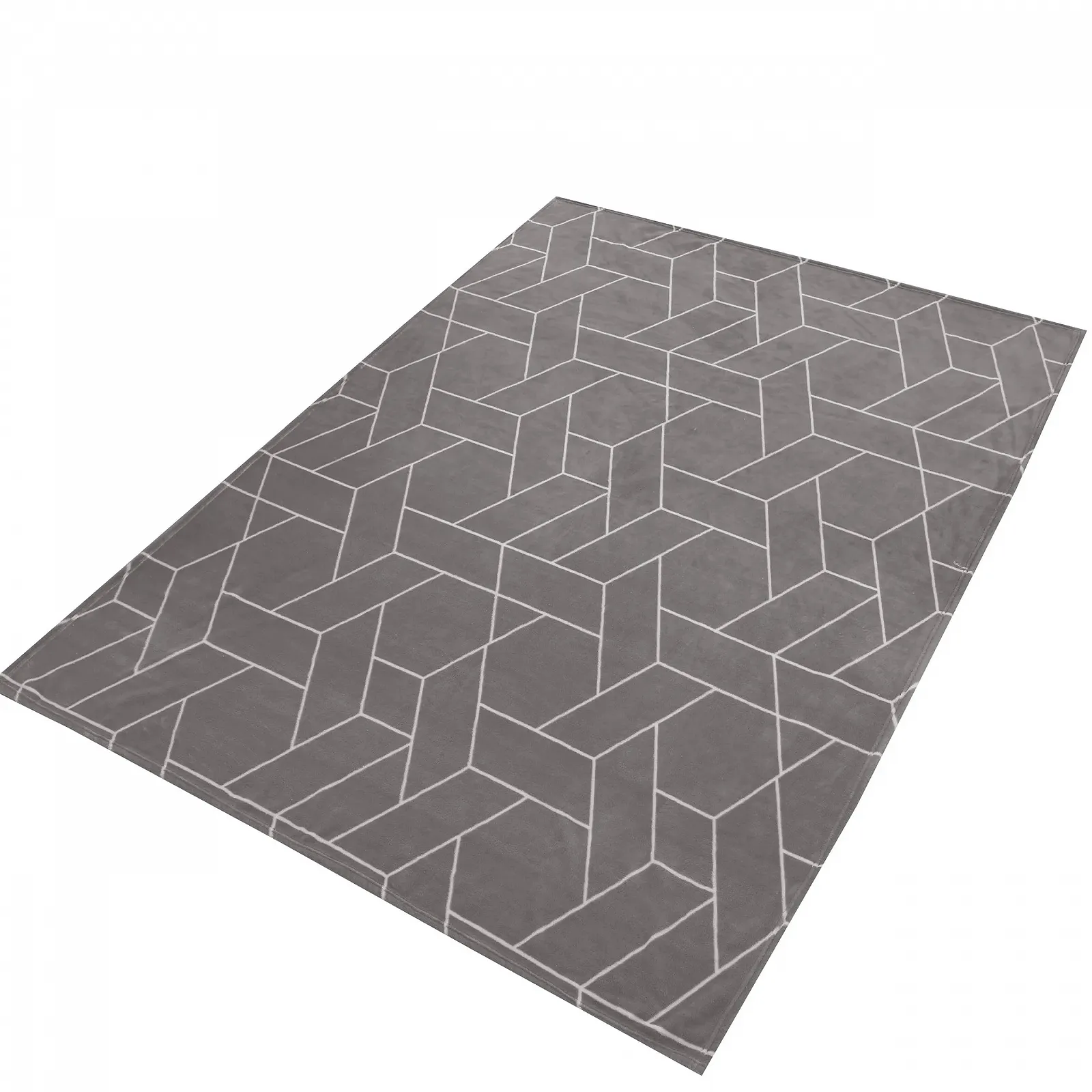 Покрывало-одеяло one-home Геометрический Серый Пушистый Теплый Мягкий Флисовый 220 x 240 см, фото №4