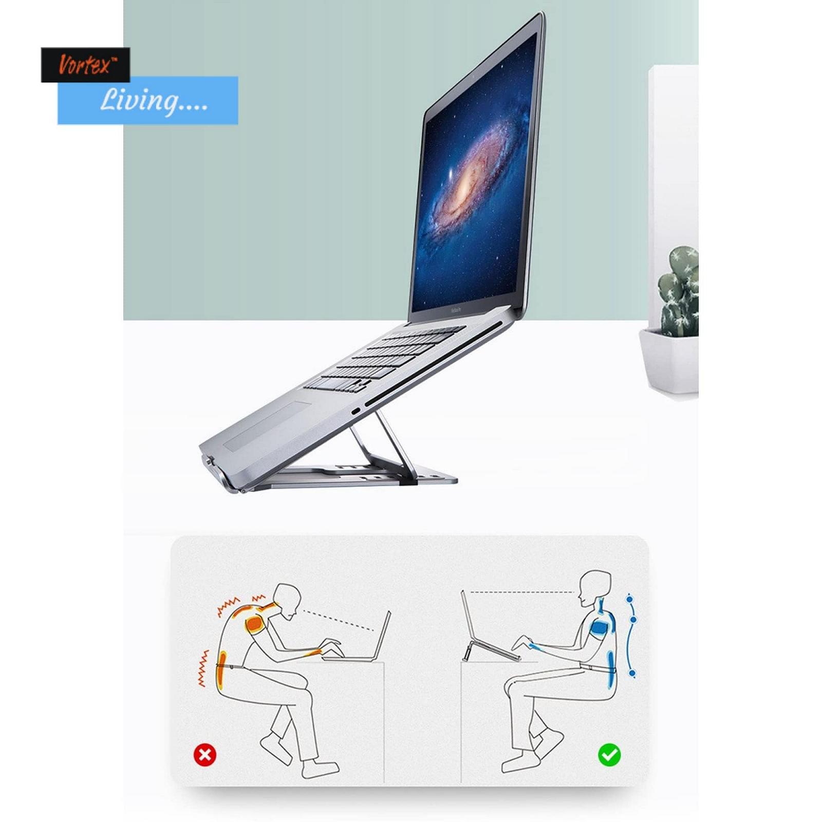 Подставка для ноутбука Vortex D24-3 Регулируемая подставка для ноутбука/планшета Многоугольная подставка Подставка для телефона Портативная складная подставка для ноутбука для MacBook Air/Pro и других ноутбуков 10-17,3 дюймов Серебряный, фото №2 Подставка для ноутбука Vortex D24-3 Регулируемая подставка для ноутбука/планшета Многоугольная подставка Подставка для телефона Портативная складная подставка для ноутбука для MacBook Air/Pro и других ноутбуков 10-17,3 дюймов Серебряный, фото №2