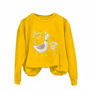 Рождественский свитер Женские уродливые свитеры Милая вышитая утка Толстовка и вышитая круглая горловина Смешная толстовка Подарок для любителей животных Топ с отверстием для большого пальца synthetic.ua - Фото 1