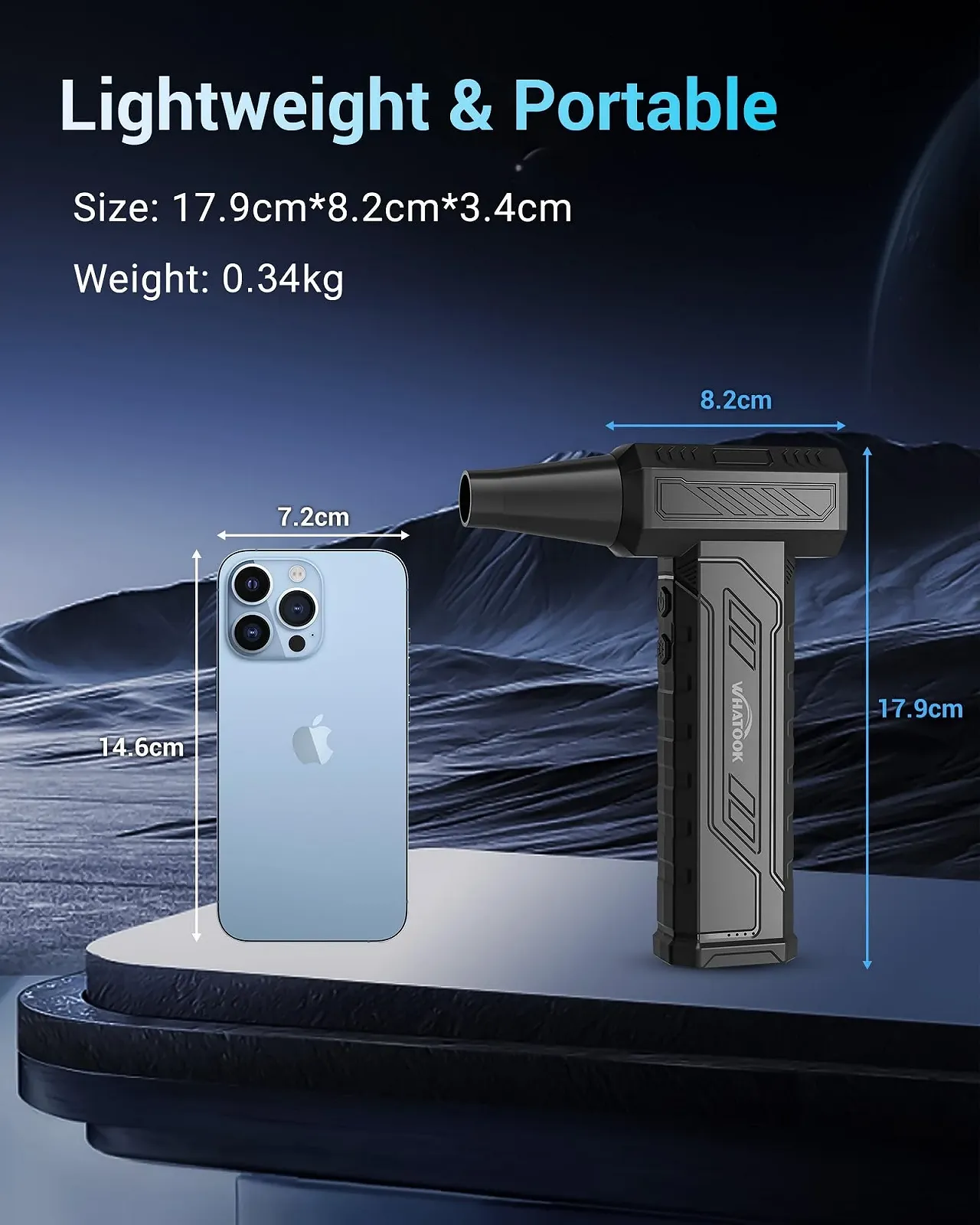 Электрический воздуходувка WHATOOK 250,000 rpm 8000 mAh 4 скорости LED-подсветка, фото №6 Электрический воздуходувка WHATOOK 250,000 rpm 8000 mAh 4 скорости LED-подсветка, фото №6