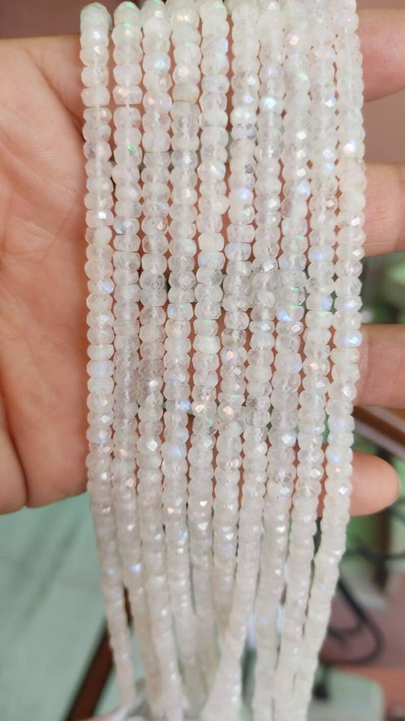 Лунный Камень Радужный круглый граненый 4.5-5 мм, фото №3