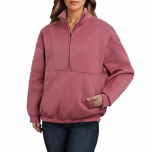 Женские свитшоты на молнии Backwood, зимние, осенние, повседневные, трендовые Y2K, на четверть молнии, воротник, длинный рукав, стойка, модные, милые, классные 2025 - Фото 1