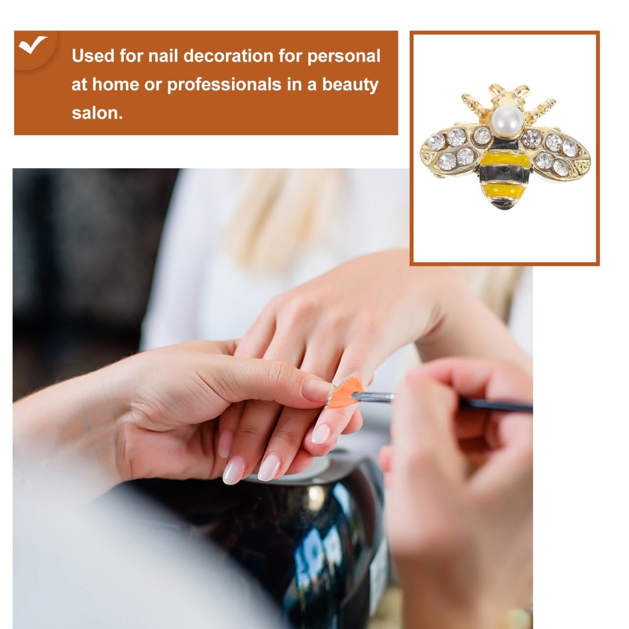 Украшения для ногтей Пчела Beavorty 3D сплав 1.3 x 1 x 0.5 см, 20 шт, фото №6