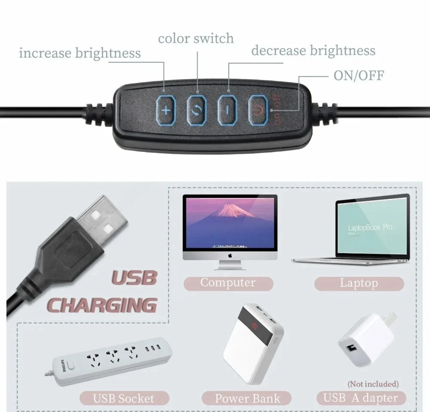 Кольцевая LED лампа с штативом Jeemak PC51 10" Черная, фото №3 Кольцевая LED лампа с штативом Jeemak PC51 10" Черная, фото №3