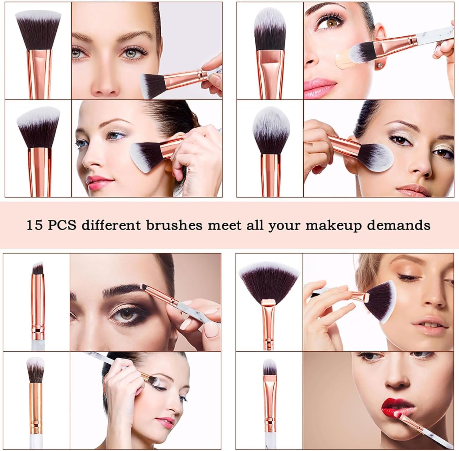 Набор DUAIU Make Up Brush Professional 15 штук Мраморные, фото №6