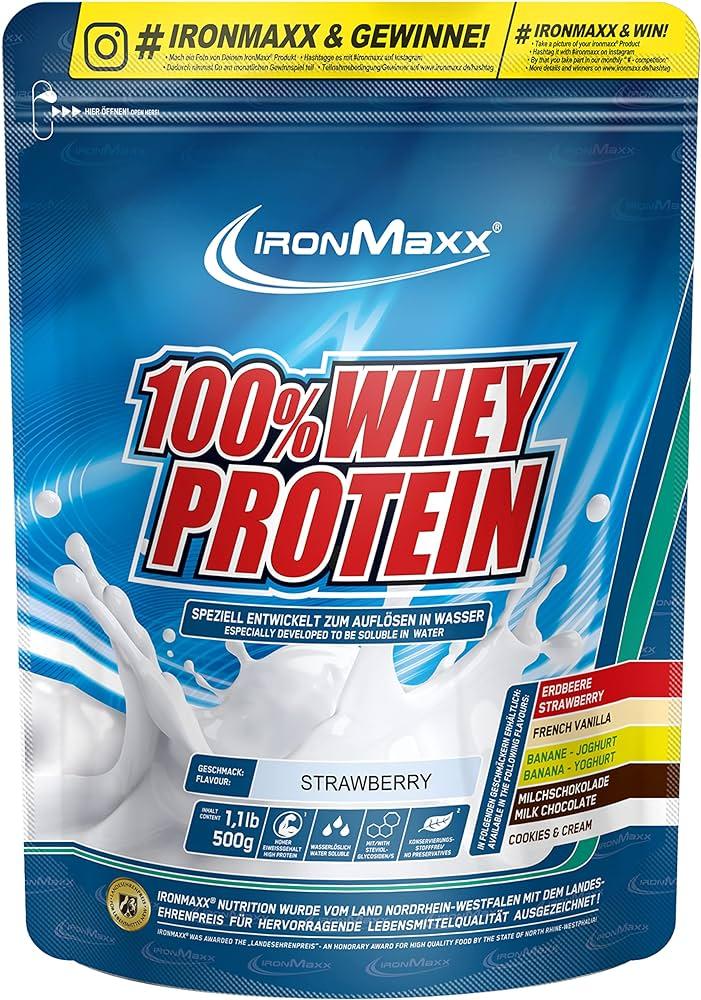 Протеин Ironmaxx 100 Whey Protein 500 g Strawberry, фото №1 Протеин Ironmaxx 100 Whey Protein 500 g Strawberry, фото №1