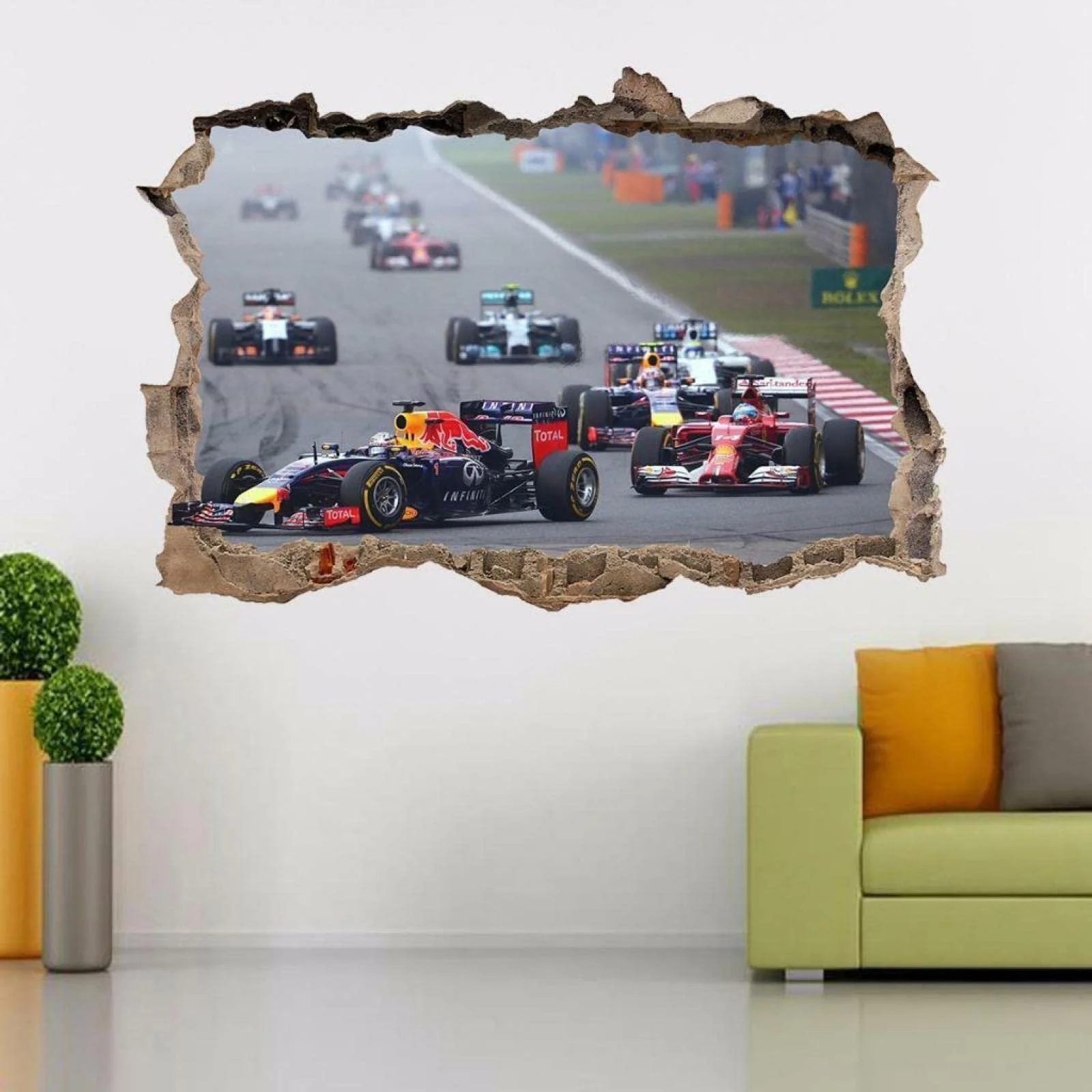 Наклейка на стену Formula 1 F1 Гоночный автомобиль 3D эффект, фото №2