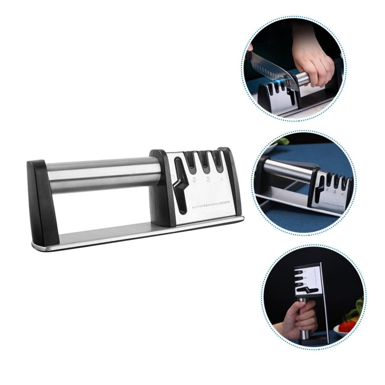 Ергономічна точилка для ножів та ножиць iplusmile Регульована Срібляста, фото №4 Ергономічна точилка для ножів та ножиць iplusmile Регульована Срібляста, фото №4