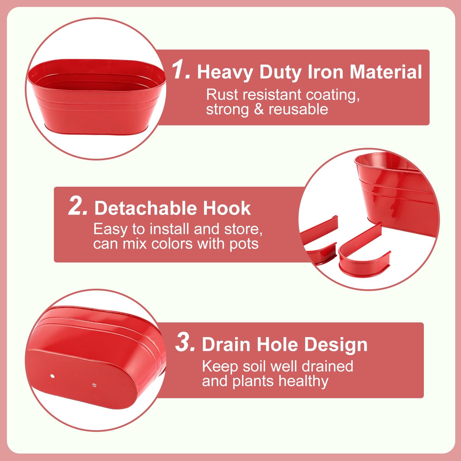 Підвісні квіткові горщики APACALI Металеві 28 см 6 кольорів 6 шт., фото №3 Підвісні квіткові горщики APACALI Металеві 28 см 6 кольорів 6 шт., фото №3