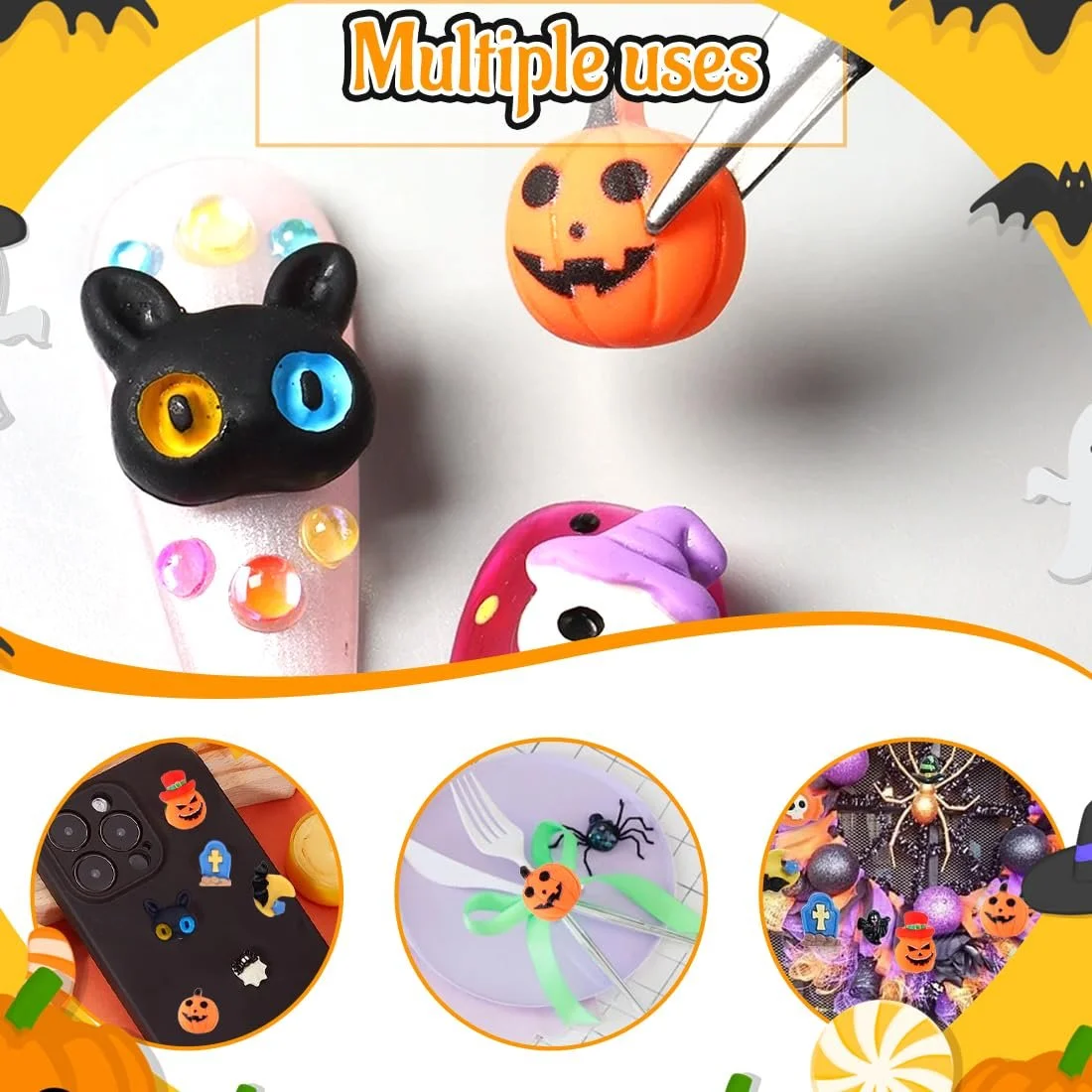 Прикраса для нігтів 3D на Хелловін (1 коробка) Ретро, фото №6