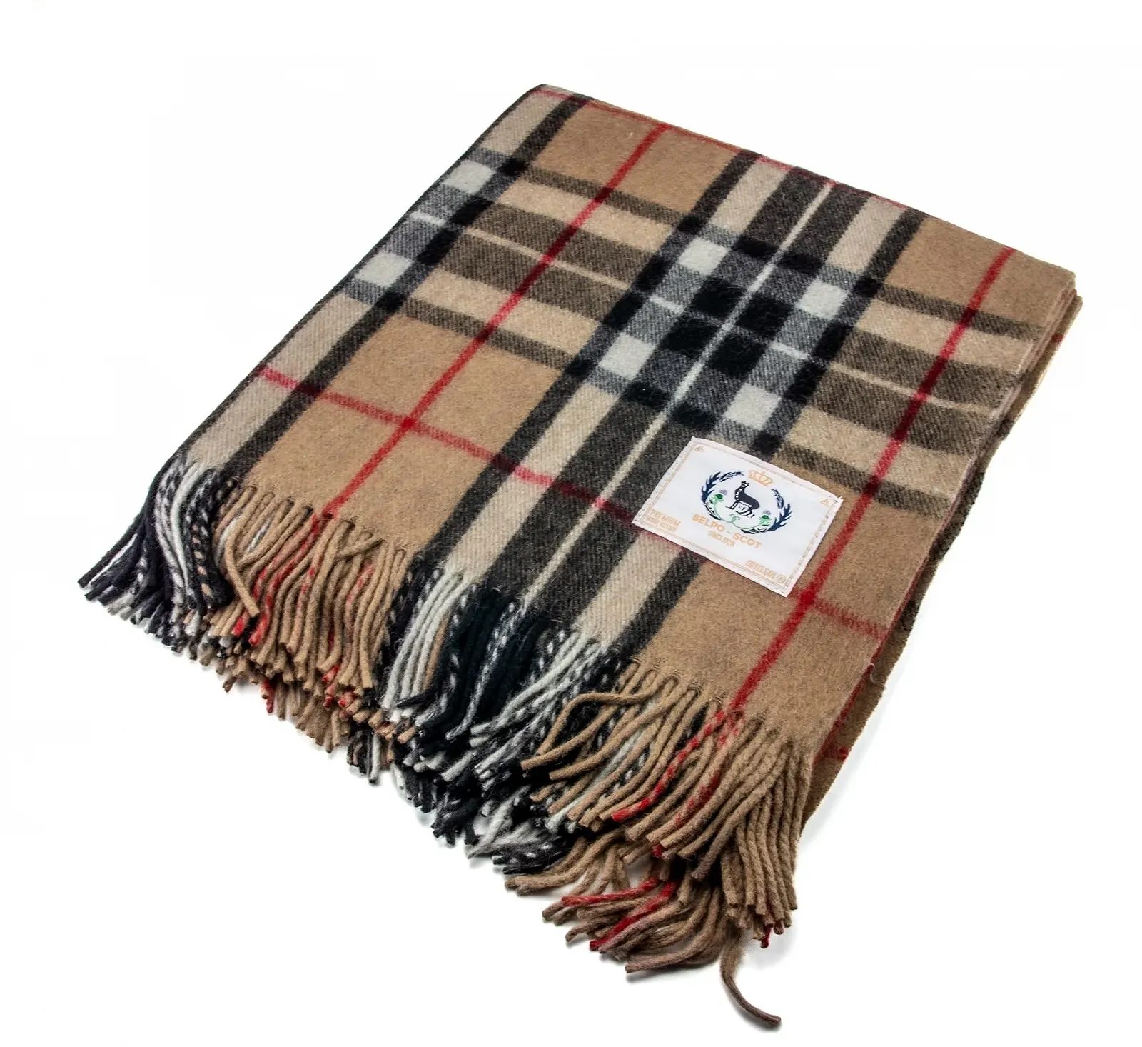 Плед клетчатый Thomson Camel - 100% переработанная шерсть, фото №1