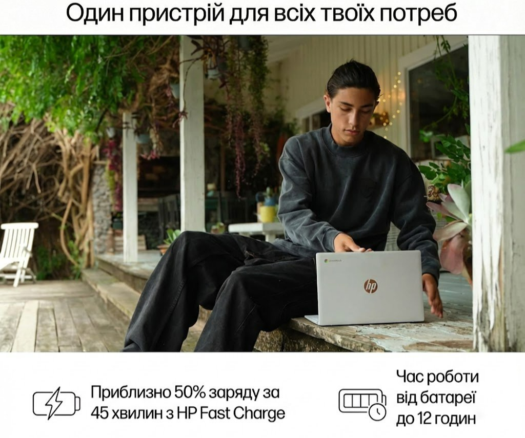 Ноутбук 14" HP Chromebook (14a-nf0001ns) Intel N100 RAM 8GB eMMC 128GB 11год батарея ChromeOS UKR, фото №7