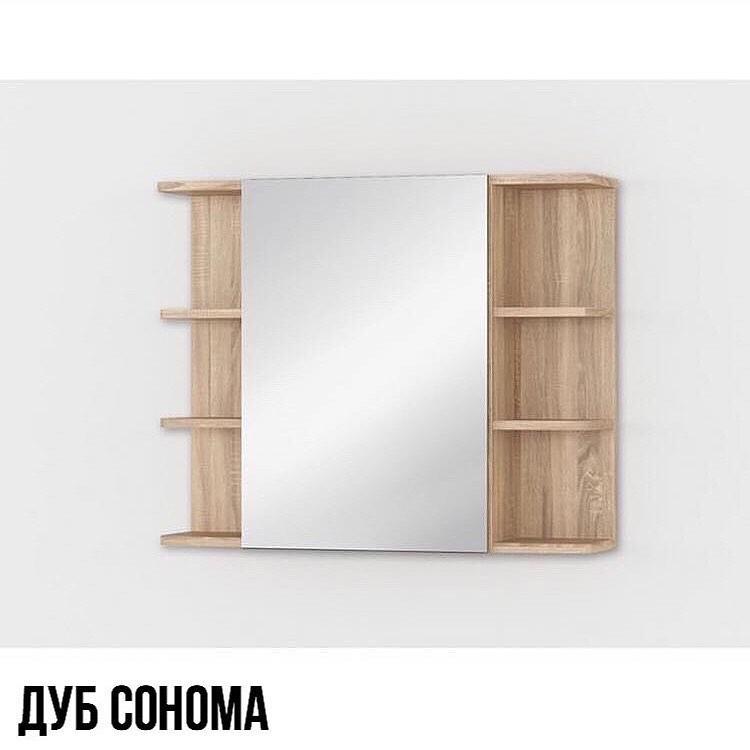 Полка навесная с зеркалом шкафчик в ванную влагостойкий ДСП зеркало, фото №5