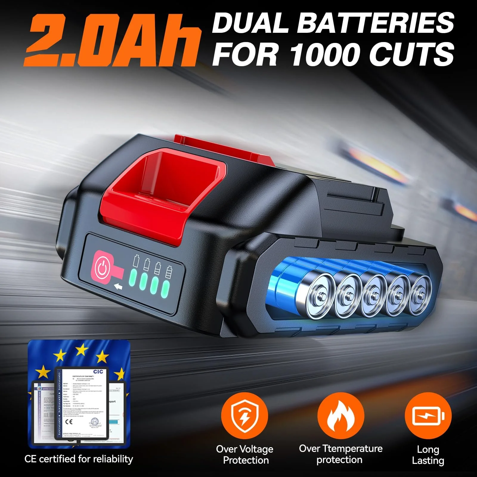 Акумуляторні ножиці TaskStar 40 мм, 2 x 2000 мАг, фото №5