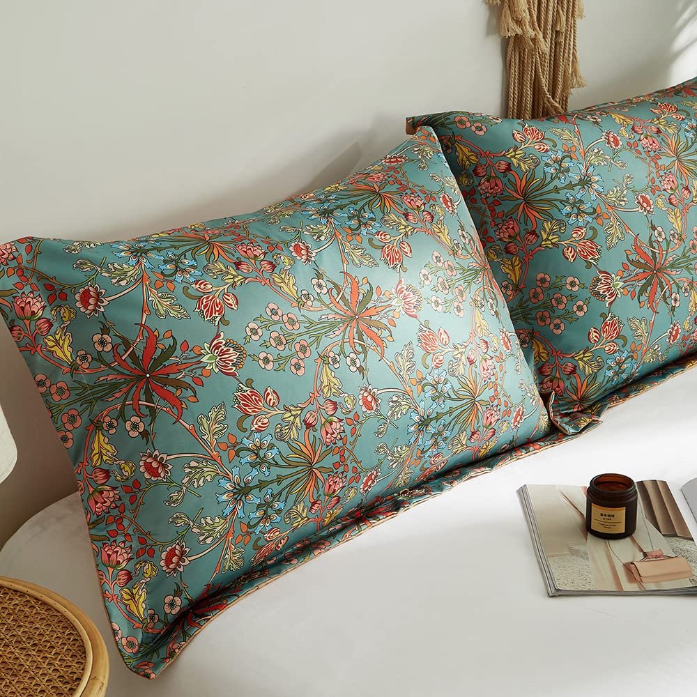 Постільна білизна Nyescasa Bohemian 220 x 240 см, 3 предмети, комплект постільної білизни Boho Renforce Vintage Flowers, двостороння постільна білизна з м'якої мікрофібри з блискавкою і 2 наволочки 80 x 80 см, двоспальне ліжко, фото №6