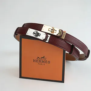 Жіночий ремінь бордовий тонкий Hermes synthetic.ua - Фото 1