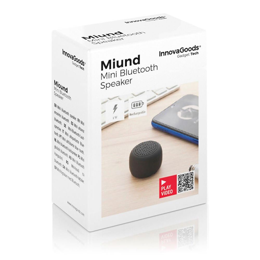 Колонка InnovaGoods Mini Wireless Rechargeable Black, фото №3