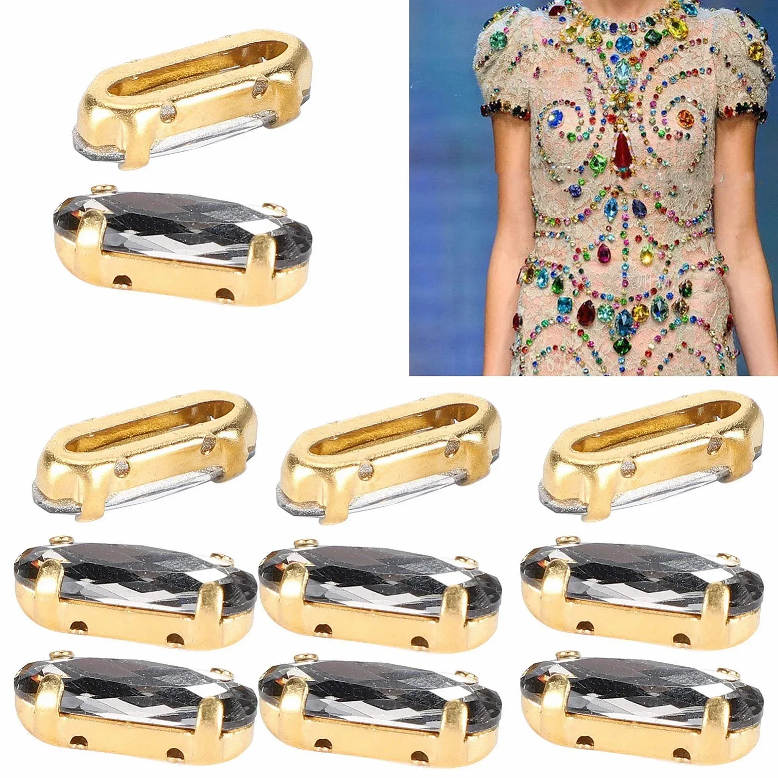 Стрази Овальні Emoshayoga Чорні, 30 шт, фото №9