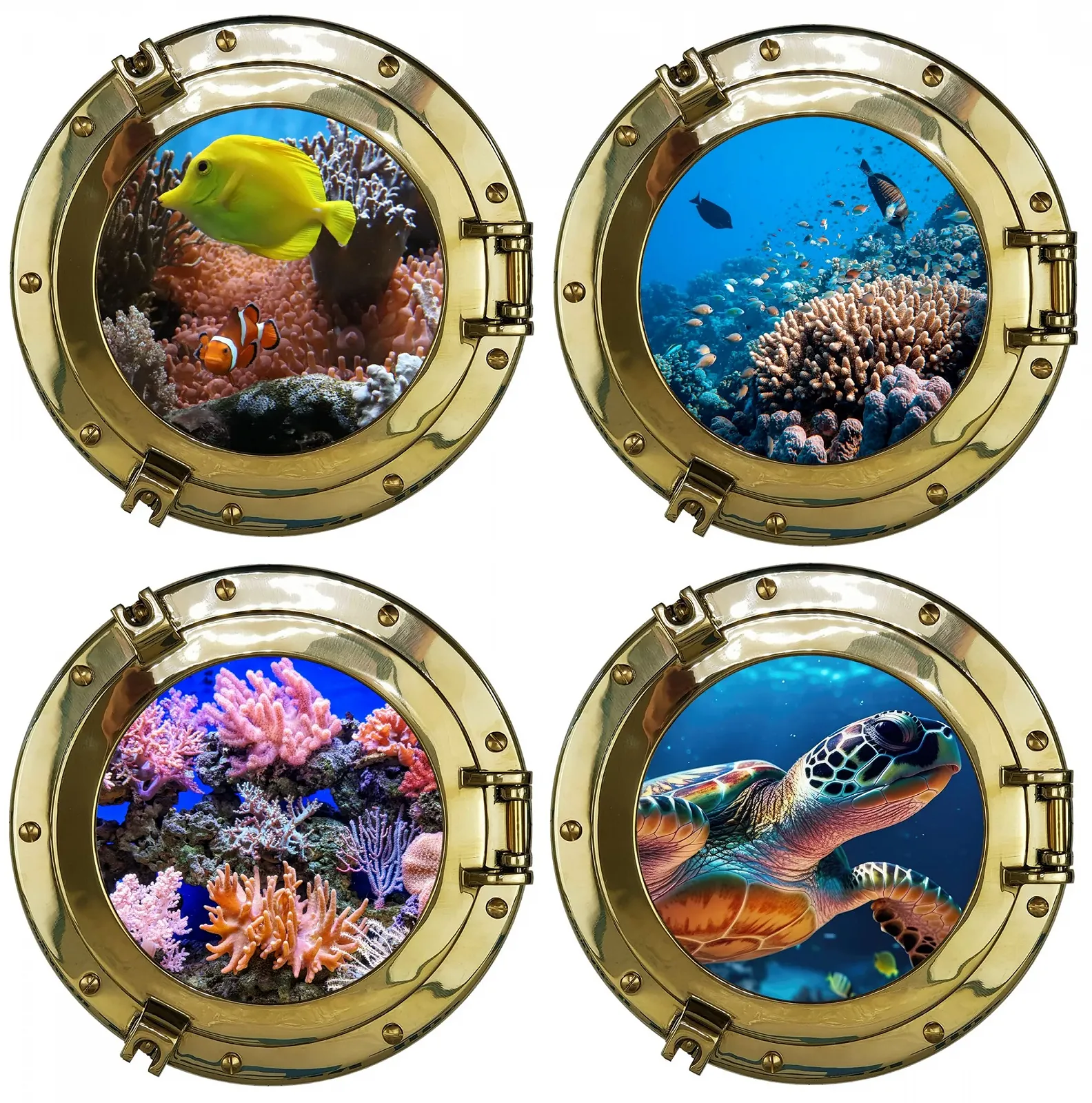 Наклейки Porthole Underwater World 25 см 3D набір з 4 шт., фото №1