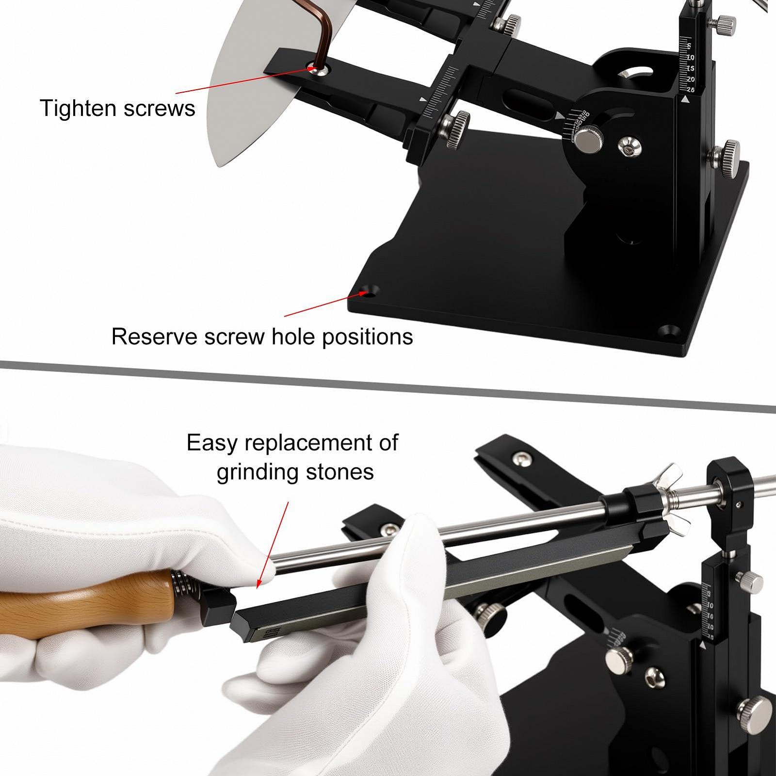 Система заточування з направляючими алюмінієвий сплав регульований кут 3 точильних камені (320, 800, 2000), фото №3 Система заточування з направляючими алюмінієвий сплав регульований кут 3 точильних камені (320, 800, 2000), фото №3