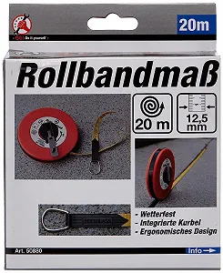 Рулетка BGS DIY 50880, 12.5 мм x 20 м, стекловолокно, с двухсторонней разметкой, метрическая шкала synthetic.ua - Фото 1