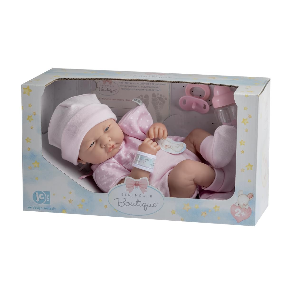 Кукла JC Toys La Newborn 38 см, изготовлена из мягкого винила, с вязаной одеждой и аксессуарами, для девочки, розовая, разработана в Испании Berenguer, +2 года, фото №6