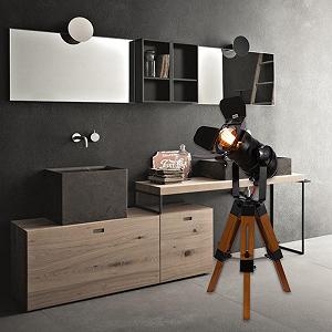 Настільна лампа Industrial Metal Wood Tripod 65 x 32 см Чорний synthetic.ua - Фото 1