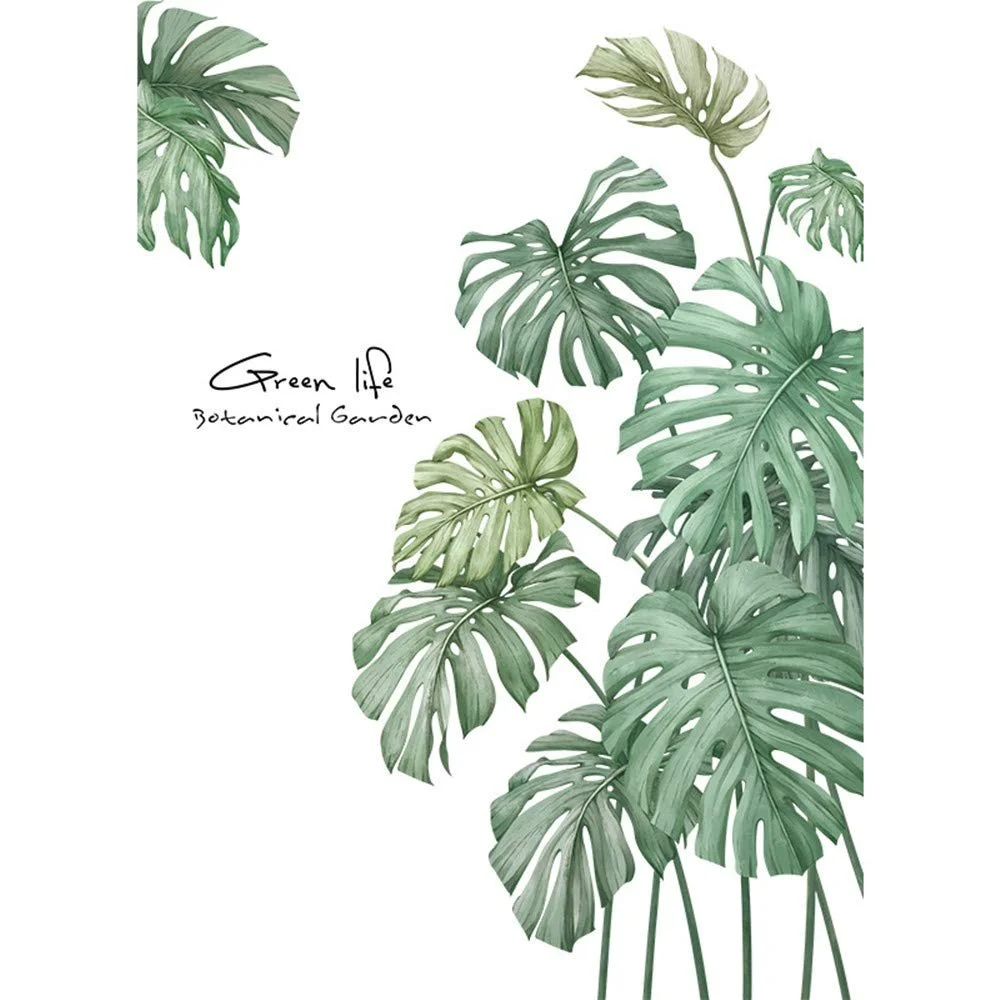 Наклейка на стіну Тропічні рослини Листя Квіти DIY A Зелений, фото №6